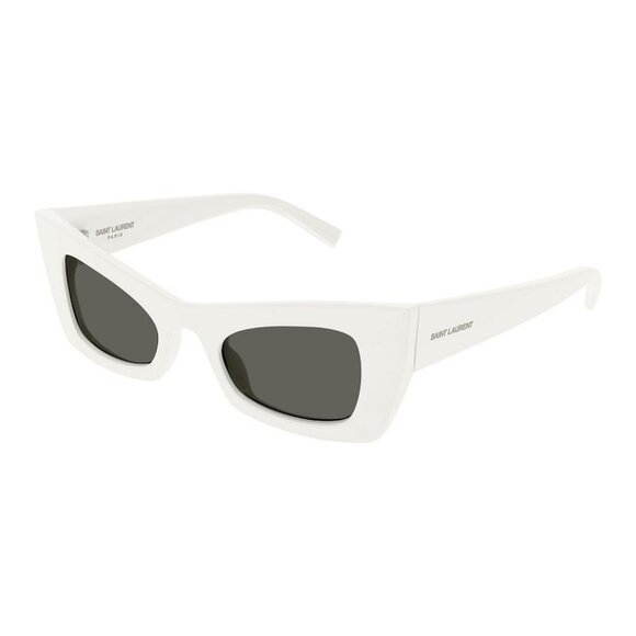 NEW SL702 003 SAINT LAURENT SUNGLASSES IVORY WOMEN SQUARE EYEWEAR - Picture 1 of 3